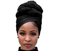 Turban en jersey pour femme - Noir - 178 cm x 81 cm