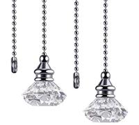 Harewtwy 2 PièCes SéRies Cristal ChaîNes de Traction Ventilateur de Plafond Extension de ChaîNe Ventilateur Tirer ChaîNe Pendentif 50 Cm Ventilateur de Plafond ChaîNe Prolongateur Ornement