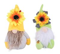 Harewtwy 2 PièCes SéRies GNOME de Tournesol Gnomes D'éTé Plaid GNOME de Tournesol Ornements DéCor de Tournesol