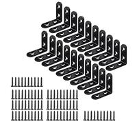 Harewtwy 20 PièCes L Bracket Corner Bracket, Steel L Brackets pour Shelves, Metal Corner Brace pour Wood Furniture Cabinet Noir