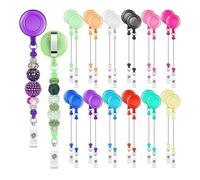 Harewtwy 24 Pièces Bobine de Badge Perlée Support de Clips Rétractables pour Perles en Vrac Barre Vierge Nom D'Identification pour Fournitures de Bureau Infirmière Enseignante