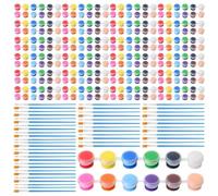 Harewtwy 336 Pièces Mini Ensemble de Peinture Acrylique 24 Ensembles 12 Couleurs Bandes de Peinture Acrylique 48 Pièces Pinceaux de Peinture pour Enfants Adultes (2 Ml)