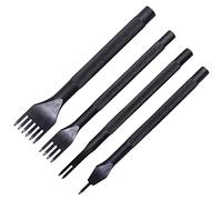 Harewtwy 3MM 1/2/4/6 Diamond Stitching Chisel Hole Punches Tool, Leather Hole Punch, Leather Chisel Set-4 Pcs