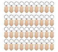 Harewtwy 50 Pièces Porte-Clés en Bois Vierge Gravure de Clé Vierges Porte-Clés en Bois Inachevé Porte-Clés Porte-Clés pour Bricolage Artisanat Style 3