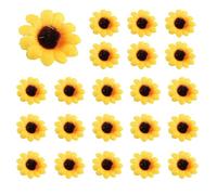 Harewtwy 50 PièCes TêTes de Tournesol Artificielles Tissu Fausses TêTes de Tournesol pour la DéCoration de Mariage Bouquet de MariéE Bricolage Artisanat