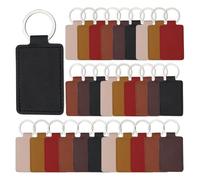 Harewtwy 60 Porte-Clés en Cuir Synthétique, Kit de Porte-Clés Rectangulaires en Cuir 6 Couleurs, Porte-Clés à Graver pour L'Artisanat D'Estampage, Porte-Clés en Cuir