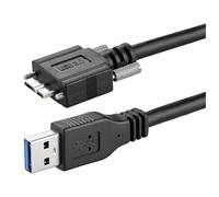 Harewtwy Câble de Rallonge Mâle USB 3.0 A to Micro-B avec Vis de Verrouillage, 1,5 M, Cordon pour Appareil Photo AM/MicroB