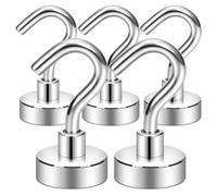 Harewtwy Crochets Magnétiques, Aimants de Terre Robustes de 27 Lb avec Crochet pour Réfrigérateur, Crochet de Croisière pour Suspendre, (Argent, Paquet de 5)
