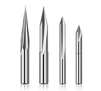 Harewtwy de MèChes de Routeur CNC 1/4 et 1/8 Tige, MèChe de Routeur de Sculpture sur Bois de Gravure 6Mm et 4Mm, Rainure en V, MèChe de Profil, Acier au TungstèNe - 4 PièCes