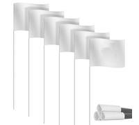 Harewtwy Drapeaux de Marquage Drapeaux de Marquage pour Pelouse, Paquet de 30, Petits Drapeaux en PVC, Drapeaux de Marquage, Drapeaux de Pelouse, Drapeaux de Jardin, Drapeaux D'Enquête, Blanc