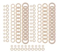 Harewtwy Ensemble D'Anneaux en Bois Naturel 120 PièCes, Anneau en Bois de Macramé Inachevé, Cercles en Bois pour L'Artisanat de Bricolage, Fabrication de Pendentif Anneau