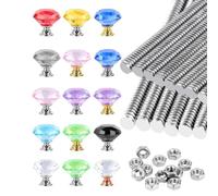 Harewtwy Ensembles de 45 Tiges Filetées en Acier Inoxydable Argenté de 8/32 Pouces Comprenant 15 Tiges à Vis avec 15 Écrous Hexagonaux en Métal et 15 Perles