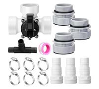 Harewtwy Kit de Conversion de Soupape de 1,5 "3 Voies pour L'Entretien de la Piscine avec des Adaptateurs de Tuyaux, des Pinces, des Anneaux D'Étanchéité des Ajustements pour le Filtre 517c Blanc