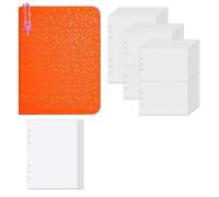 Harewtwy Livre de Rangement avec 30 Pages Livre D'Autocollants A5 Holographic Hardcover Sticker Organizer Binder Reutilisable Collection Album Orange