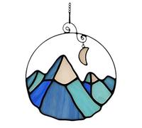 Harewtwy Montagne avec Fenêtre Teintée de Lune à Suspendre, Décorations de Montagne Enneigée, Attrape-Soleil pour Fenêtre, Décoration de Montagne de Lune, Cadeau B, Installation Facile, Facile à Utili