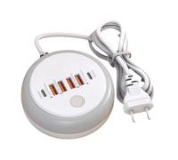 Harewtwy Multiprise Chargeur avec Lampe Tactile - Multiprise Chargeur Multi-Port Fonction Multi-Fonction Multiprise Chargeur Multi-Port Multiprise avec Lumière Réglementation Européenne Prise EU