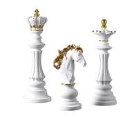 Harewtwy Ornement D'Échecs Ornement Décor Set Queen Knight Chess Statue Sculpture pour Home House Office Arrangement Gift White