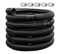 Harewtwy Tuyau de Piscine de 6, de DiamèTre 32 Mm avec Collier de Serrage, Outil de Nettoyage de Piscine pour Tuyau de Rechange, Noir