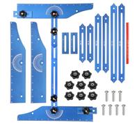 HARFINGTON Gabarit de marches d'escalier - 8 longueurs réglables - Jauge de gabarit pour marches d'escalier - Convient pour les escaliers, les rehausseurs et les cloisons - Bleu