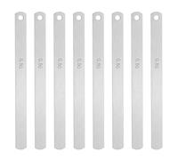 HARFINGTON Jauge d'épaisseur métrique à 8 lames en acier, jauge de remplissage de 0,5 mm d'épaisseur, valves décalées, outil de mesure de jauge de guitare, pour mesure de largeur et d'épaisseur