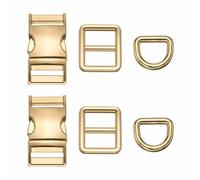 HARFINGTON Lot de 2 boucles à dégagement latéral en métal de 1,5 cm réglables à dégagement rapide avec anneaux en D pour sangle en nylon, sac à dos, colliers de chien, or clair