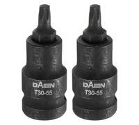 HARFINGTON Lot de 2 douilles Torx T30 55 mm de long 1,27 cm - 6 points d'extension - Embouts à cliquet en acier S2 - Noir