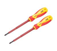 HARFINGTON Lot de 2 tournevis isolés 4 x 100 mm PH1 Phillips à pointe magnétique cruciforme en acier CR-V avec poignée tampon pour réparation électrique domestique et industrielle, jaune/rouge