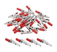 HARFINGTON Lot de 20 pinces crocodiles isolées de 35 mm avec pinces crocodiles en plastique à une main pour multimètre, laboratoire, batterie électrique, câble de test, clip en plomb, rouge
