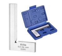 HARFINGTON Machinist Carré d'ingénieur en acier au carbone 8 x 5 x 0,6 cm Règle à angle droit de 90 degrés avec large siège pour disposition et mesure de précision, argenté