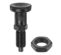 HARFINGTON Piston à ressort à bille M12 x 1,5 - Longueur du filetage : 2 cm - Diamètre de la broche : 6 mm - En acier au carbone - Bouton de retour - Non verrouillable - Pour équipement industriel