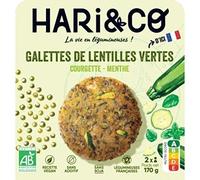 HARI&CO Galettes De Lentilles Vertes Bio Courgettes Menthe, Protéine Végétale 85g