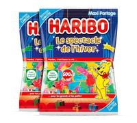 HARIBO Assortiments Gélifiés Doux Spectacle de l’Hiver - Bonbons Tendres sans Colorants Artificiels - lot de 2x 500g