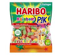 HARIBO - Bonbons Colorés Rainbow Pik, Saveur Fruitée et Texture Fondante (Paquet 200g) - Le Lot De 4