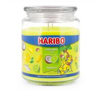 Haribo Bougie parfumée Coconut Lime, Bougie en verre, Noix de coco citron vert, jusqu'à 100 h, 510g