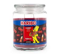 Haribo Bougie parfumée dans un verre avec couvercle Cherry Cola - Bougie parfumée fruitée - Longue durée de combustion (100 h) - Bougies rouges - Grande (510 g)