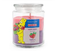 Haribo Bougie parfumée en verre avec couvercle Happy Berry - Bougie parfumée fruité - Longue durée de combustion (100 h) - 2 couches dans un verre - Grande bougie (510 g)