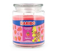 Haribo Bougie parfumée Strawberry Happiness, Bougie dans un verre, Fraise, jusqu'à 100 h, 510 g