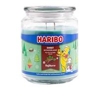 HARIBO Bougie Parfumée Sweet Wonderland - Verre avec Couvercle - Senteur Cacao, Menthe, Vanille - Longue Durée de Combustion (100 h) - Verte - Grande (510 g)