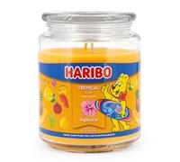Haribo Bougie parfumée Tropical Fun, Bougie dans un verre, Fruits tropicaux, jusqu'à 100 h, 510g