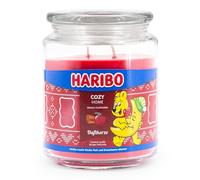 Haribo Cozy Home Bougie parfumée en verre avec couvercle - Bougie parfumée d'hiver - Longue durée de combustion (100 h) - Bougies rouges - Grande (510 g)