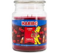 Haribo Duftkerze Cherry Cola, Kerze im Glas, Cola-Kirsche Duft, Brenndauer bis 100 h, 510 g