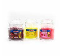 Coffret cadeau bougies parfumées Haribo™, 3 bougies en verre de 85 g, cire de paraffine, idée cadeau, orange/violet