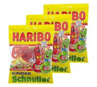 HARIBO Enfants Sucette, Lot de 3, Caoutchouc - Babyours - Vin en Caoutchouc, Fruit Caoutchouc en Sachet, Pochette