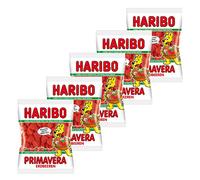 HARIBO Fraises Primavera, Lot de 5, Caoutchouc - Babyours - Vin en Caoutchouc, Fruit Caoutchouc en Sachet, Pochette
