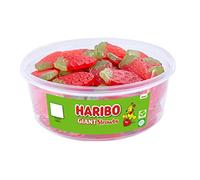 HARIBO Giant Strawbs - 75 pièces de Fraises Gélifiées Fruitées - Pot à Bonbons