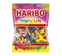 HARIBO - Happy Life - Assortiment De Bonbons Sans Colorants Artificiels - Sachet - 500 g