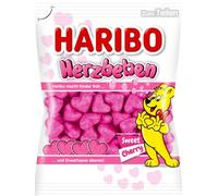 Haribo Herzbeben, Bonbons gommeux en forme de cœur avec un doux revêtement de cerises confites, parfaits pour la Saint-Valentin - 160 g