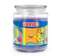 Haribo Bougie parfumée dans un verre avec couvercle - Jungle Party - Fruité - Longue durée de combustion (100 h) - Violet - Grand (510 g)