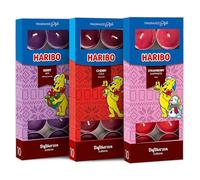 Haribo Lot de 30 bougies chauffe-plat parfumées édition hiver - Berry Mix, Cherry Cola, Strawberry Happiness - 30 pièces avec une durée de combustion de 4 à 6 heures dans un design d'hiver festif