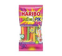 HARIBO - Paille PIK - Bonbons Piquants - Goûts Tropical/Passion, Fraise/Citron, Iced Tea Pêche & Cola - Sans Colorants Artificiels - 10 x 90 g